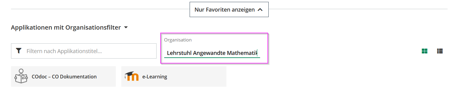 Prüfen der bevorzugten Organisation